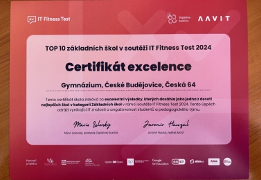 Naše škola získala ocenění v soutěži IT Fitness Test 2024